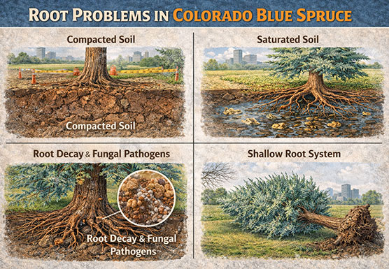 Colorado Blue Spruce tree root problems