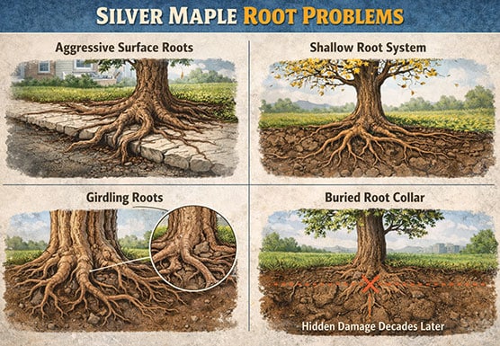 Silver Maple tree root problems